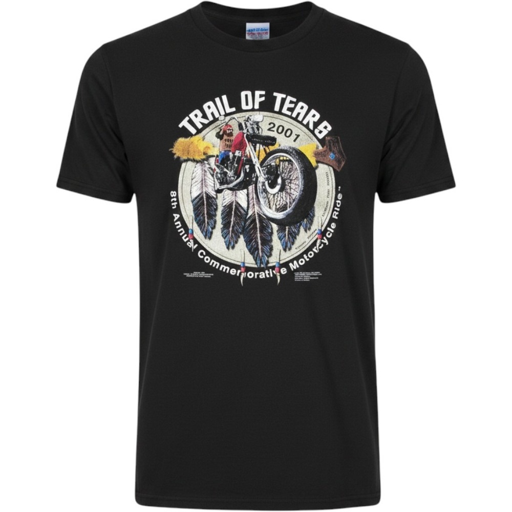 Vintage 2001 Trail of Tears 8th‎ Annual Motorcycle Ride Men's 3XL? T-Shirt Black